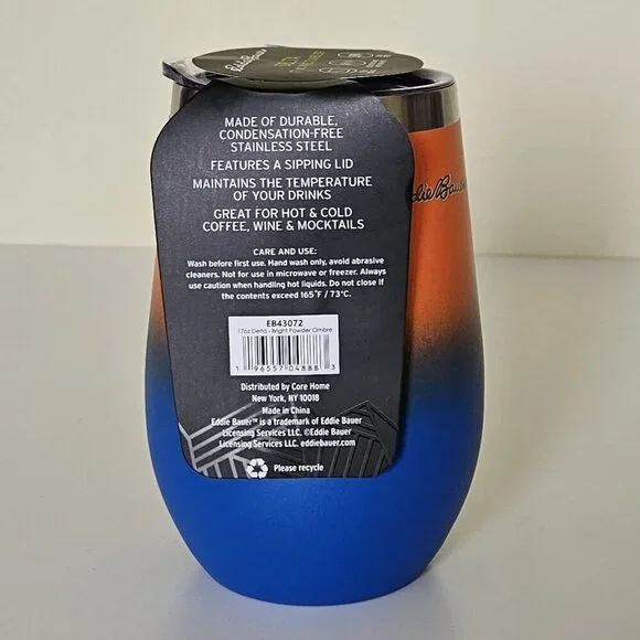 Eddie Bauer Delta Wine Tumbler Stainless Steel 17oz 503ml Hot 6 Cold 16 Hrs Lid - Picture 2 of 12